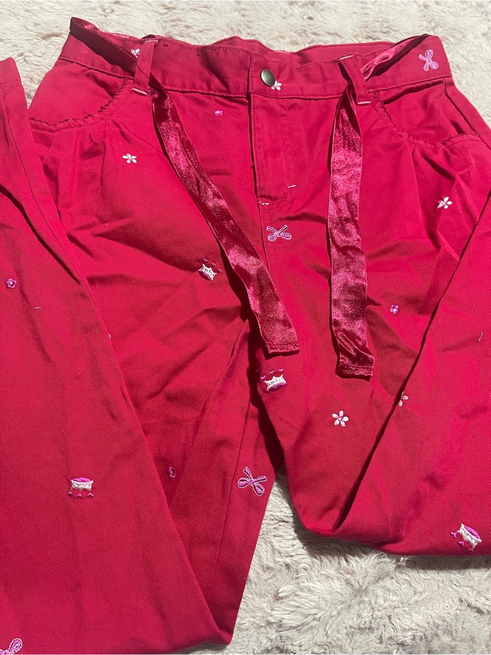 healthtex Bright Pink Embroidered Drawstring Joggers